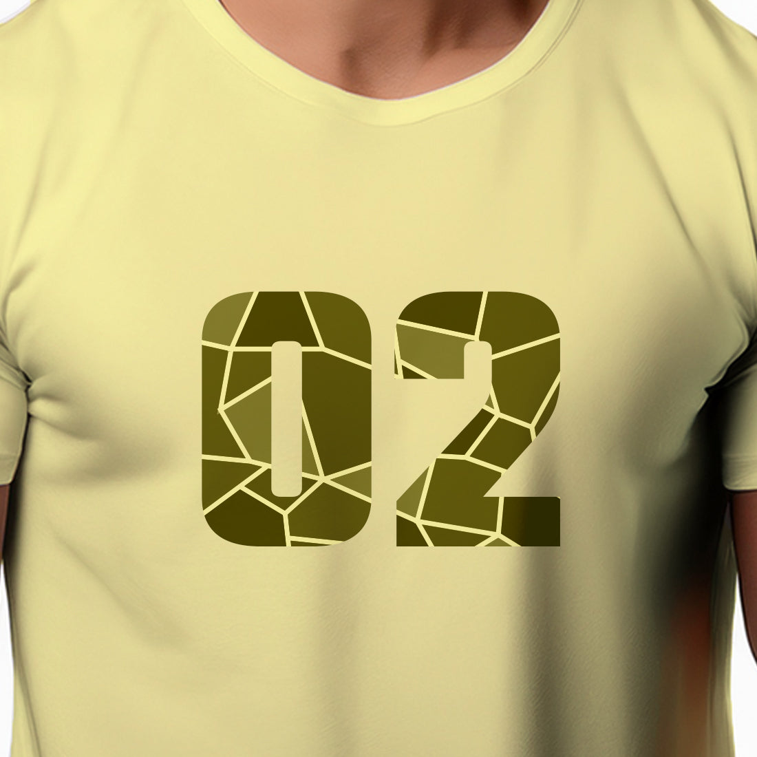 02 Number Men Unisex T-Shirt (Butter Yellow)