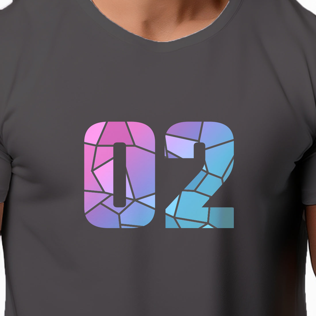02 Number Men Unisex T-Shirt (Charcoal Grey)