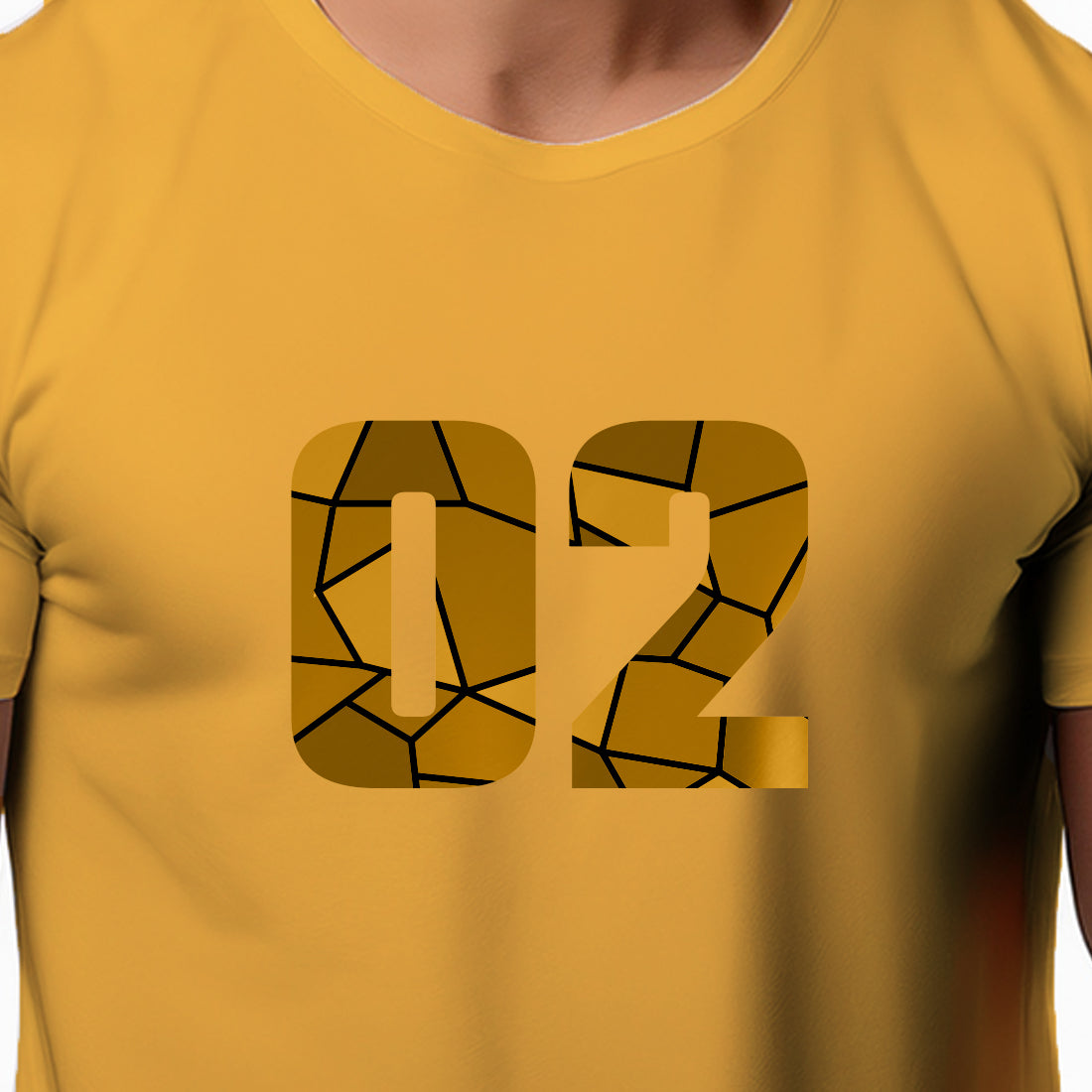 02 Number Men Unisex T-Shirt (Golden Yellow)