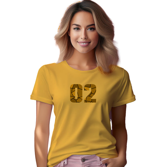 02 Number Women T-Shirt (Golden Yellow)