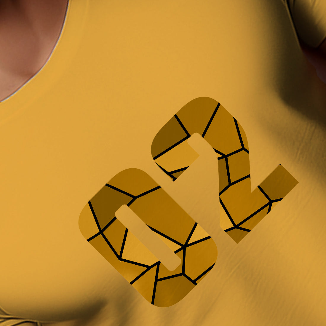 02 Number Men Unisex T-Shirt (Golden Yellow)