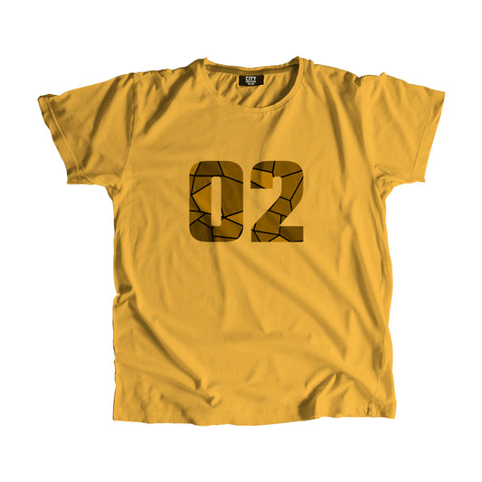02 Number Men Unisex T-Shirt (Golden Yellow)