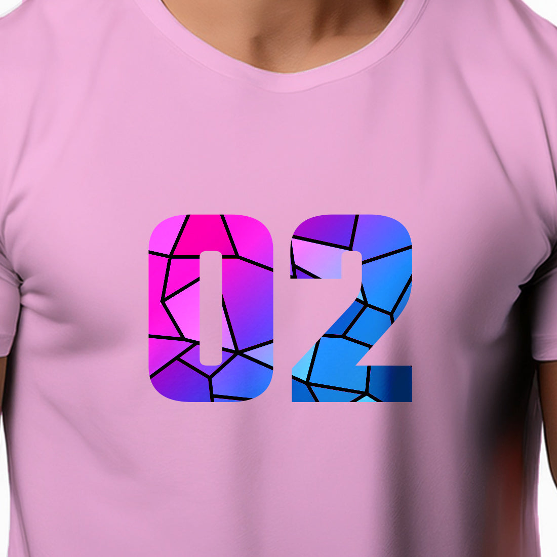 02 Number Men Unisex T-Shirt (Light Pink)