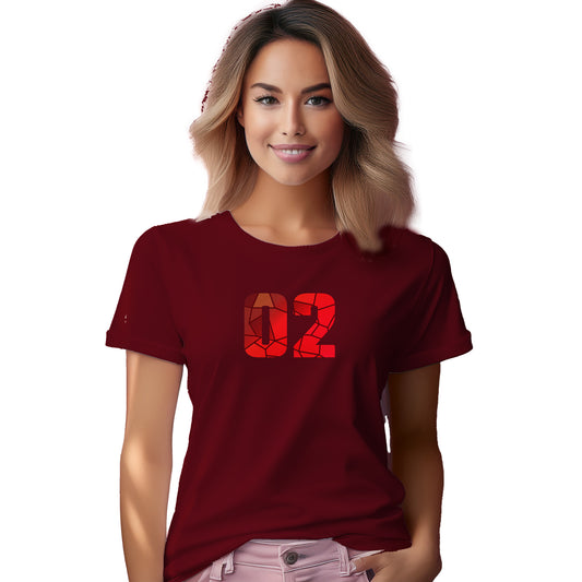 02 Number Women T-Shirt (Maroon)