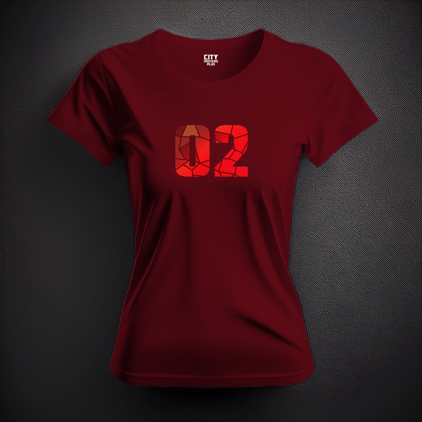 02 Number Women T-Shirt (Maroon)