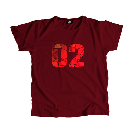 02 Number Men Unisex T-Shirt (Maroon)