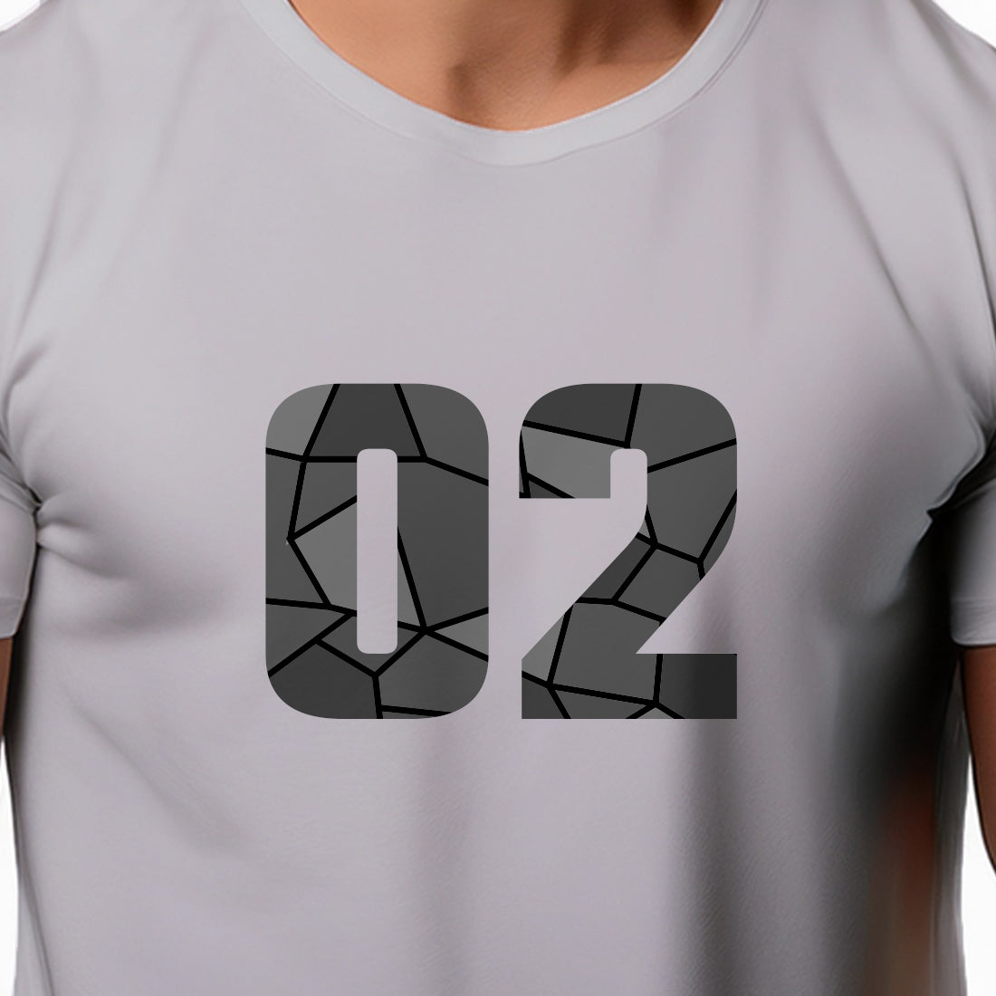 02 Number Men Unisex T-Shirt (Melange Grey)