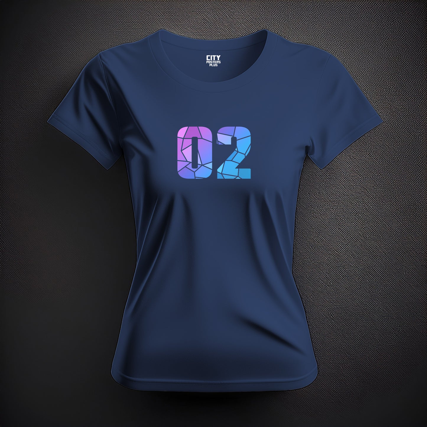 02 Number Women T-Shirt (Navy Blue)