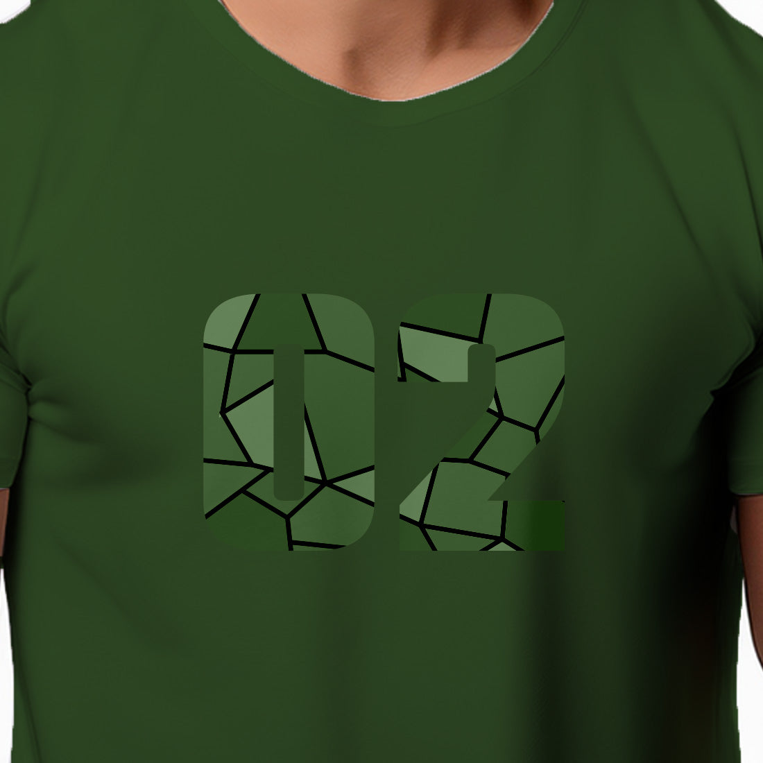 02 Number Men Unisex T-Shirt (Olive Green)