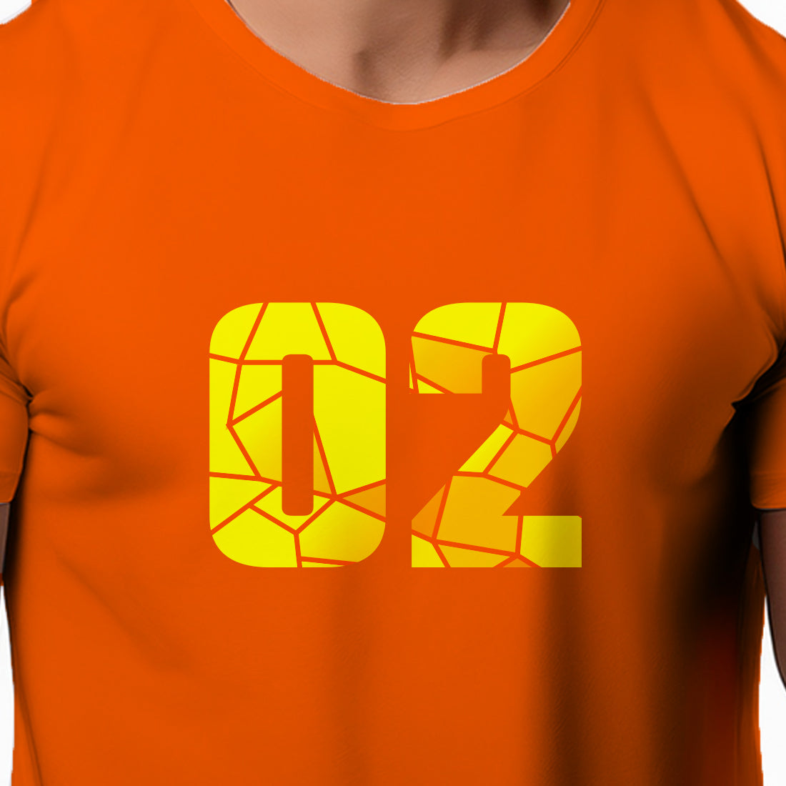 02 Number Men Unisex T-Shirt (Orange)