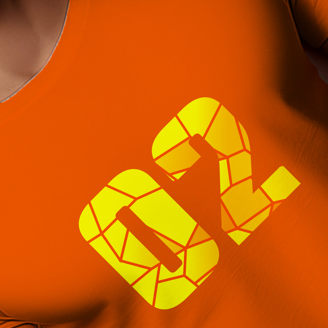 02 Number Men Unisex T-Shirt (Orange)
