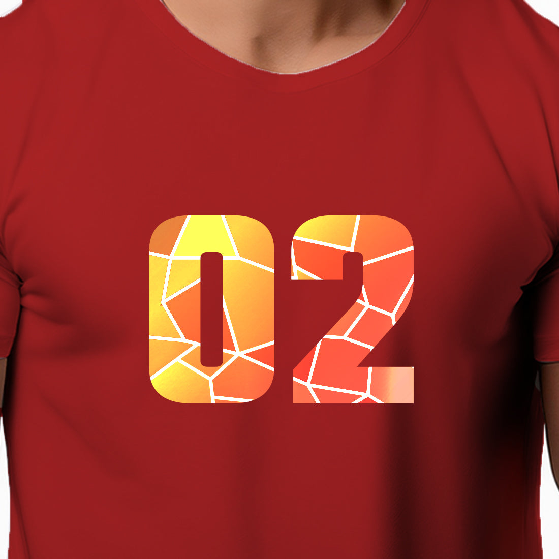 02 Number Men Unisex T-Shirt (Red)