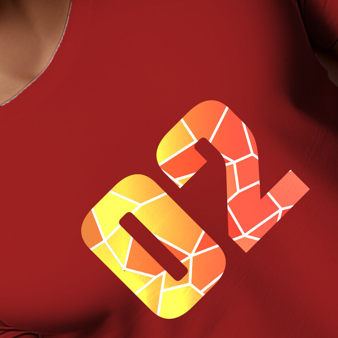 02 Number Men Unisex T-Shirt (Red)