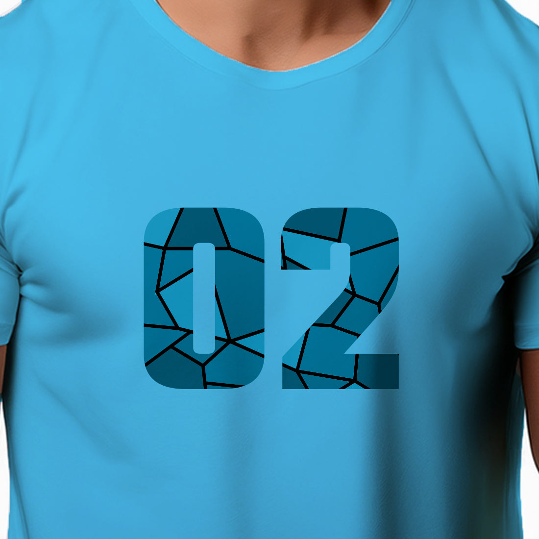 02 Number Men Unisex T-Shirt (Sky Blue)