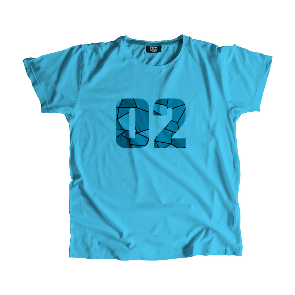 02 Number Men Unisex T-Shirt (Sky Blue)