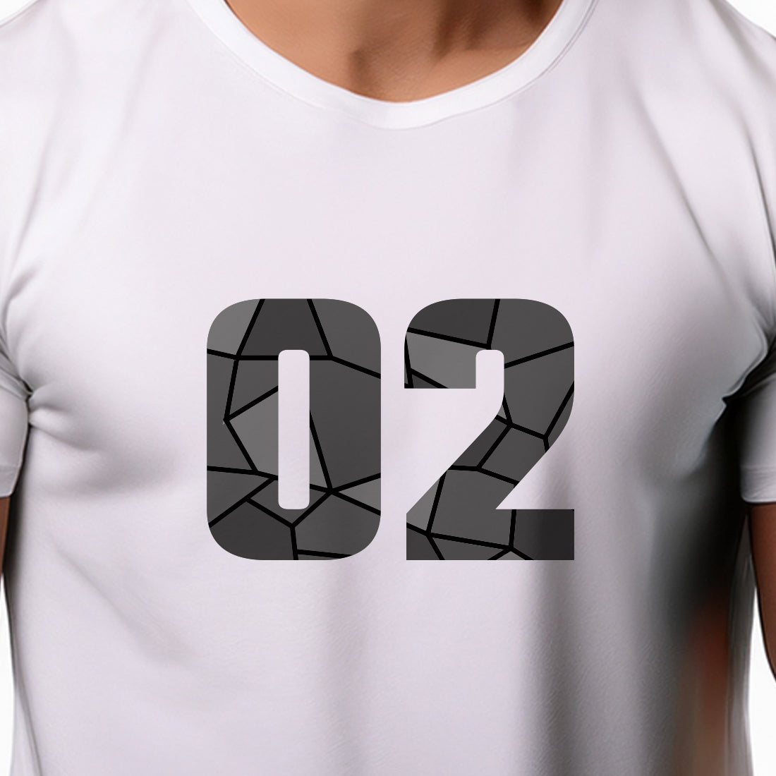 02 Number Men Unisex T-Shirt (White)