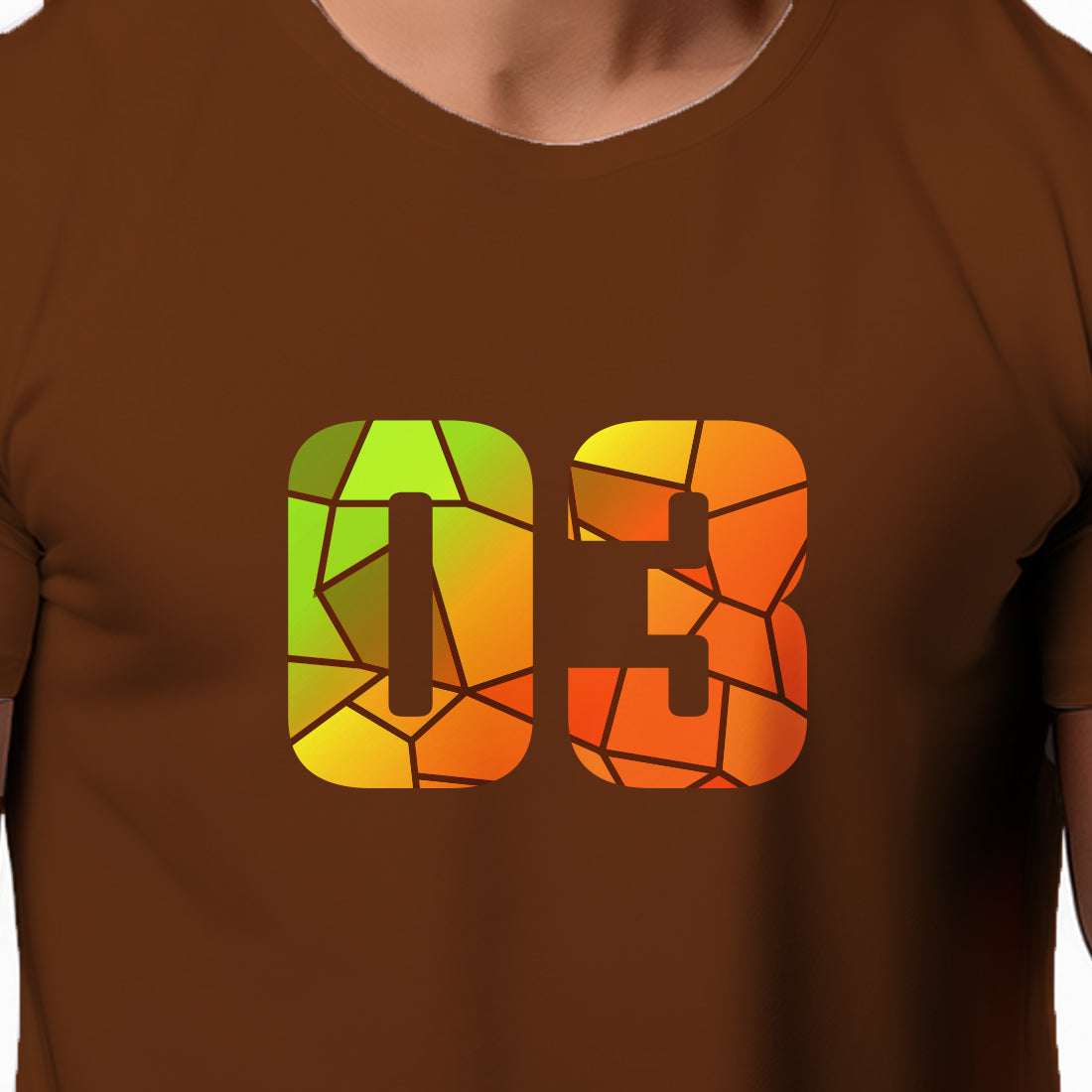 03 Number Men Unisex T-Shirt (Brown)