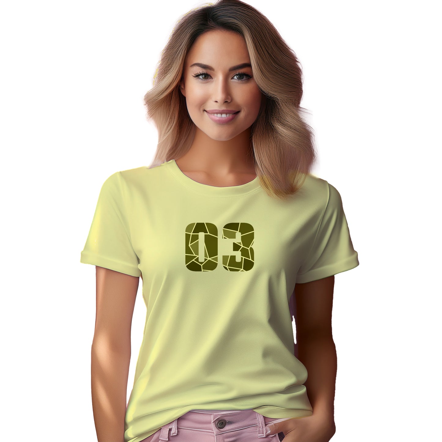 03 Number Women T-Shirt (Butter Yellow)