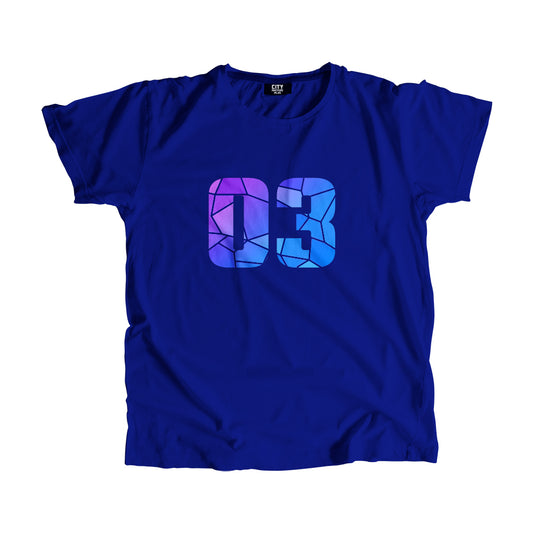 03 Number Men Unisex T-Shirt (Royal Blue)