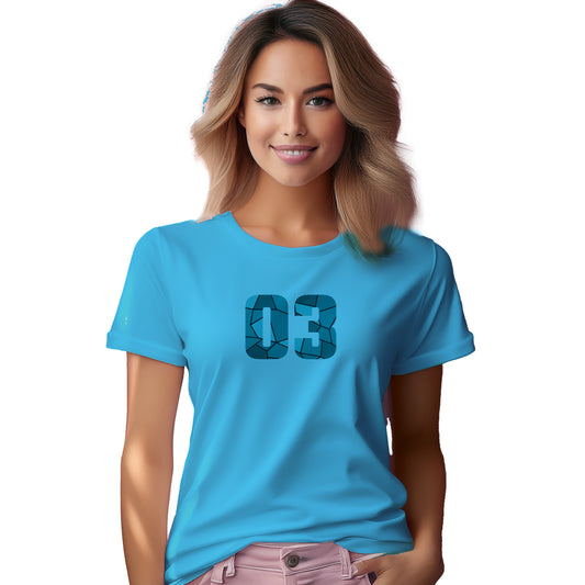 03 Number Women T-Shirt (Sky Blue)