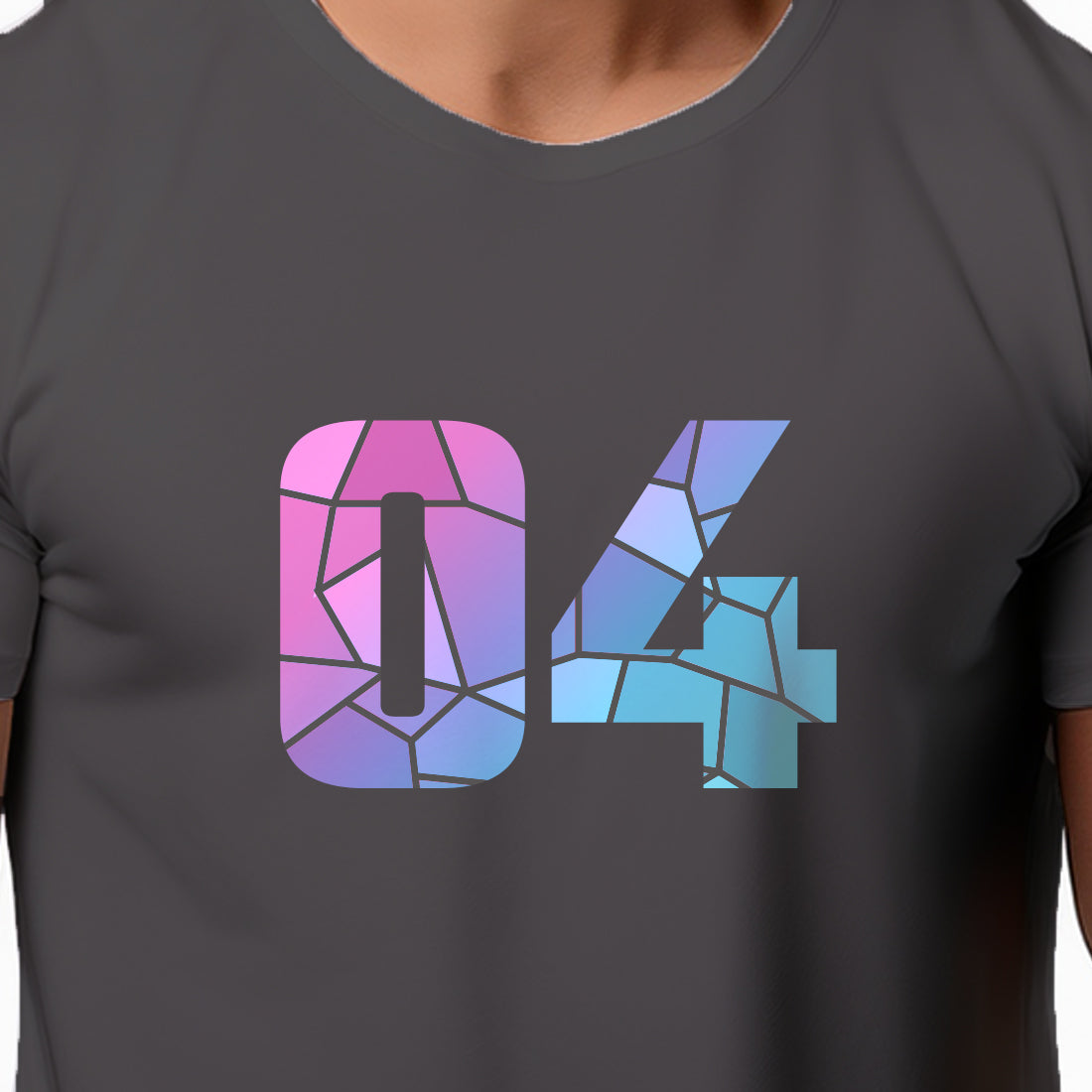 04 Number Men Unisex T-Shirt (Charcoal Grey)