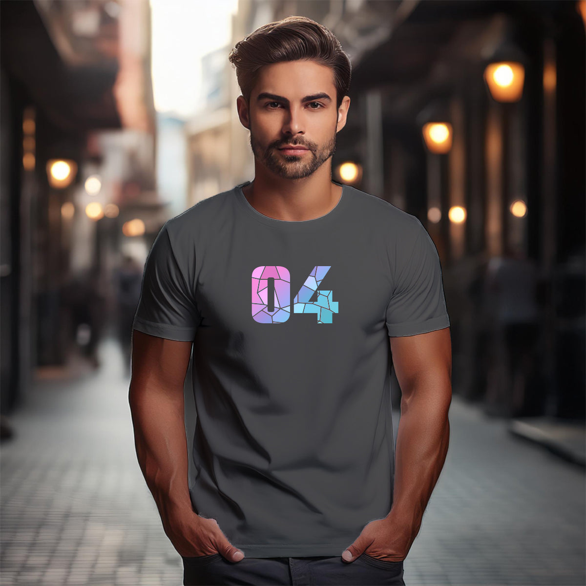 04 Number Men Unisex T-Shirt (Charcoal Grey)
