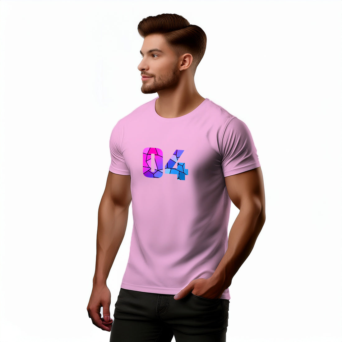 04 Number Men Unisex T-Shirt (Light Pink)