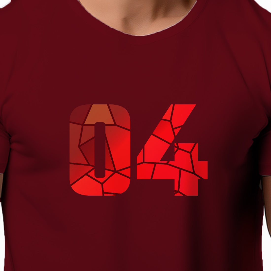 04 Number Men Unisex T-Shirt (Maroon)
