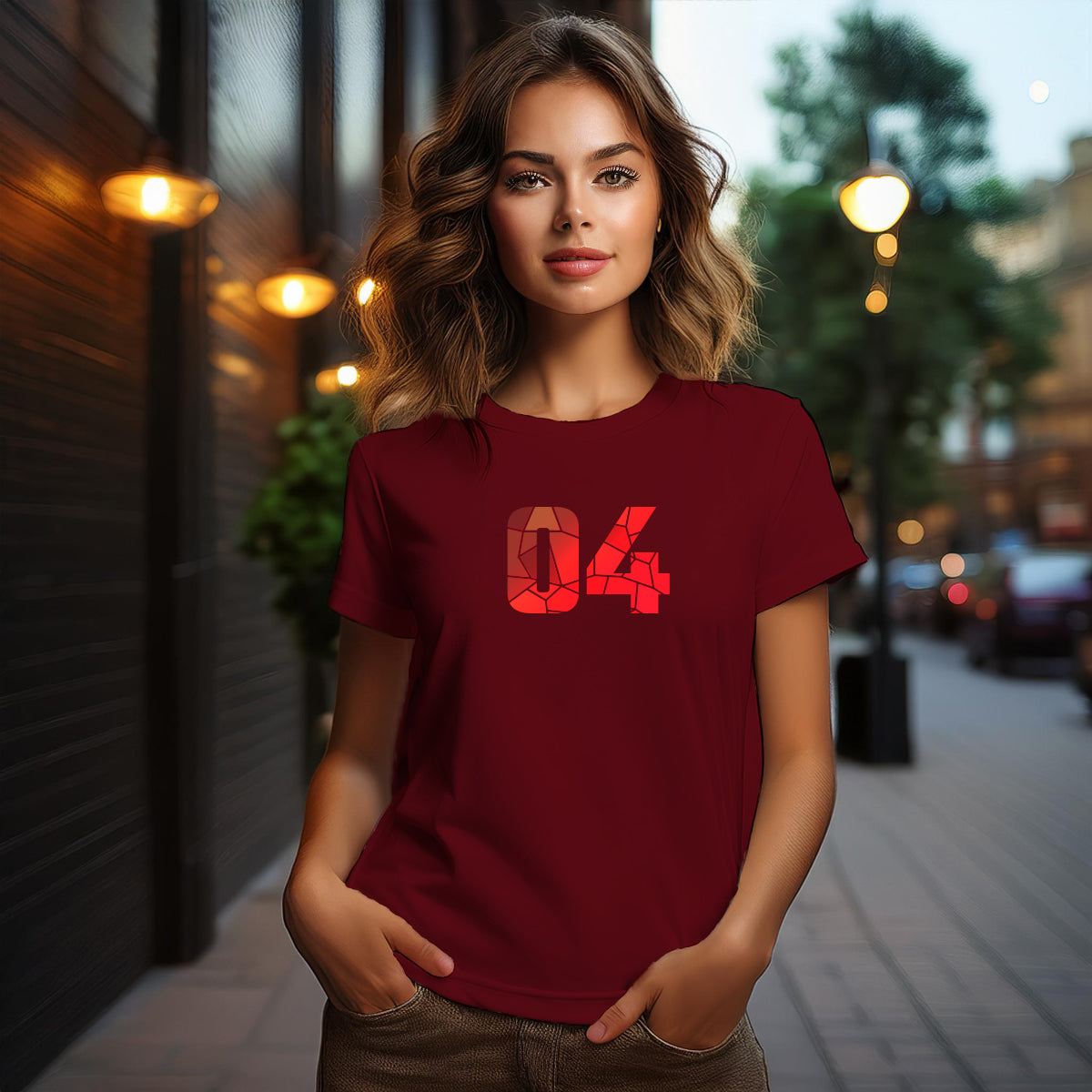 04 Number Women T-Shirt (Maroon)