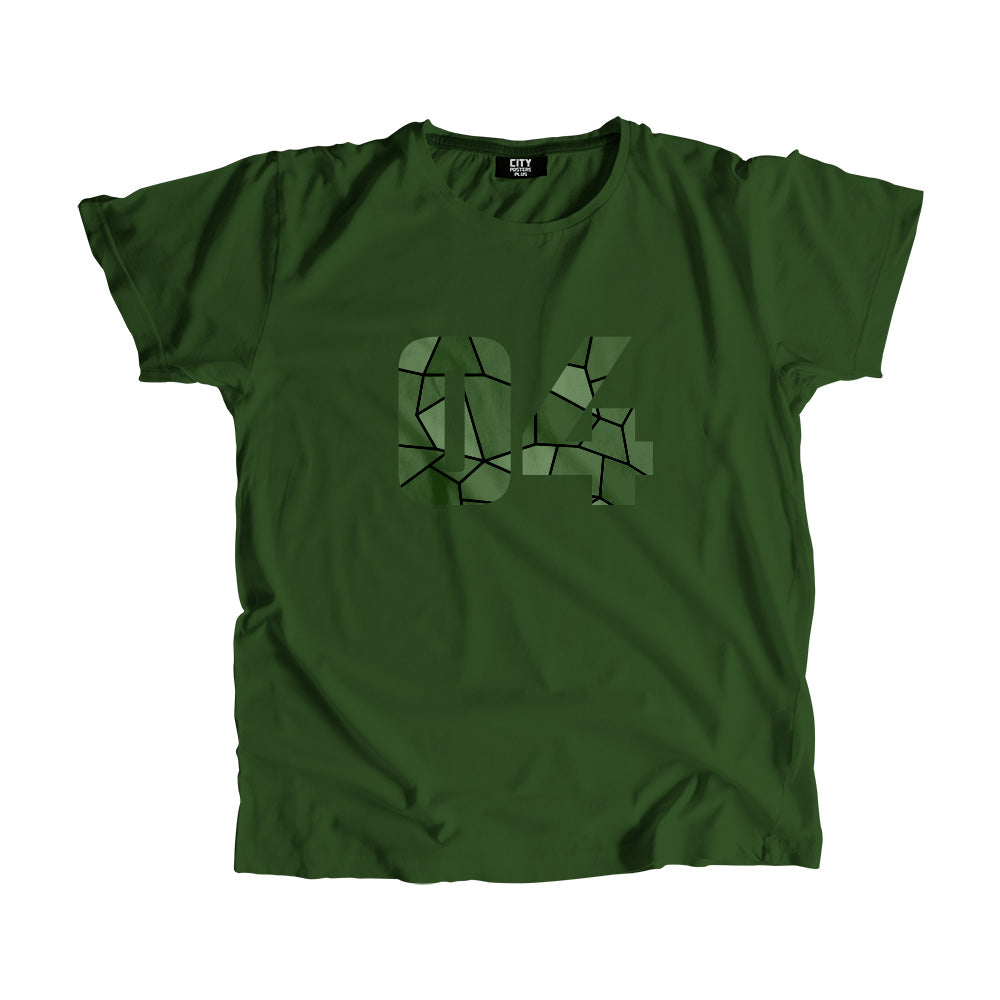 04 Number Men Unisex T-Shirt (Olive Green)