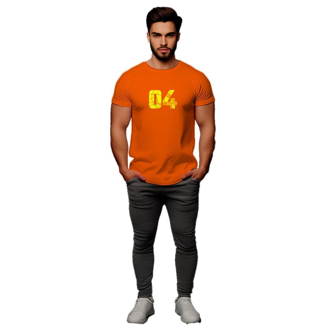 04 Number Men Unisex T-Shirt (Orange)