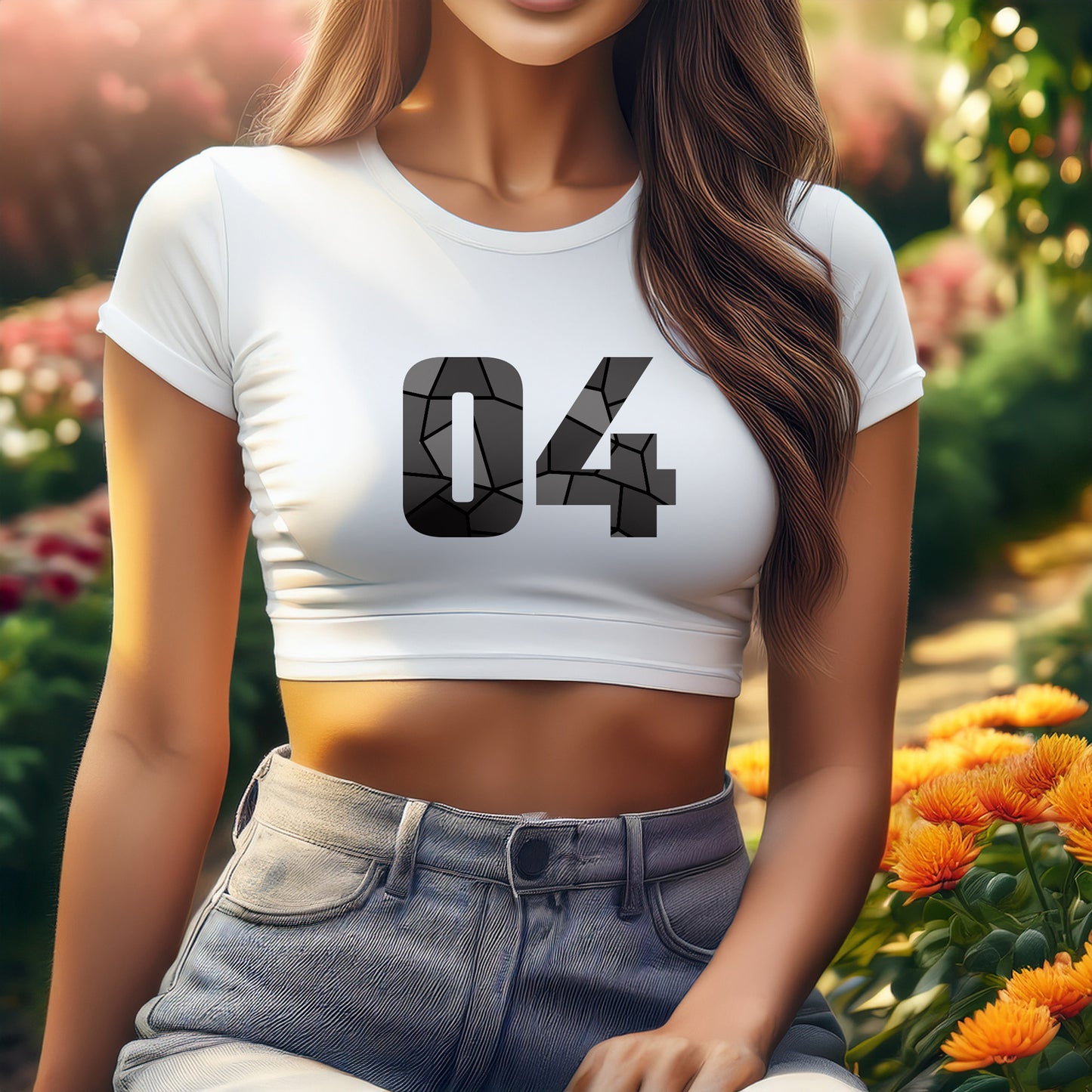 04 Number Women Crop Top (White)