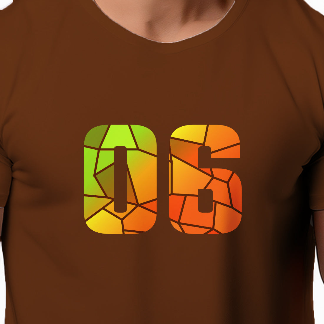 06 Number Men Unisex T-Shirt (Brown)