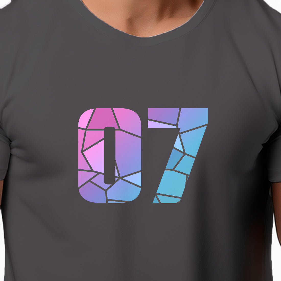 07 Number Men Unisex T-Shirt (Charcoal Grey)