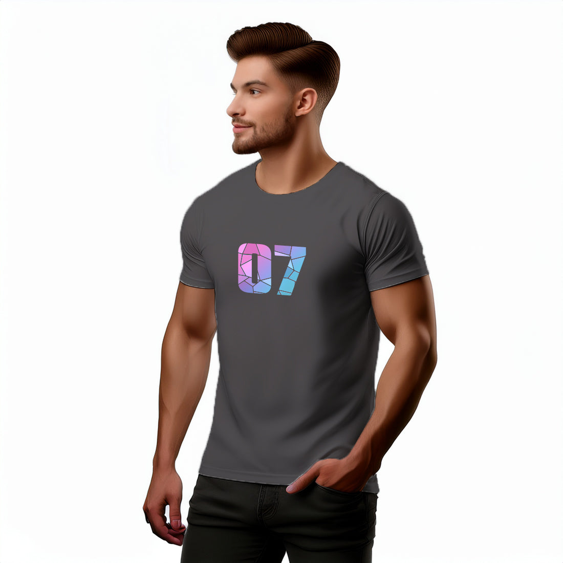 07 Number Men Unisex T-Shirt (Charcoal Grey)