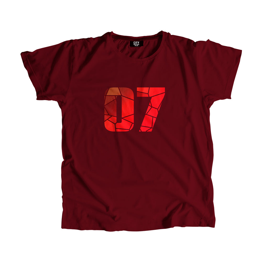 07 Number Men Unisex T-Shirt (Maroon)
