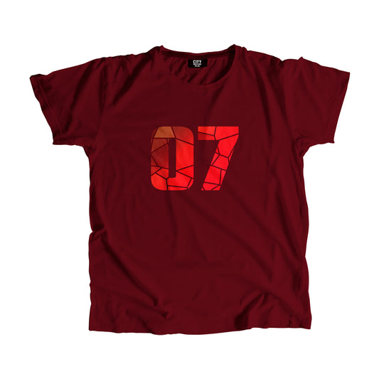 07 Number Men Unisex T-Shirt (Maroon)