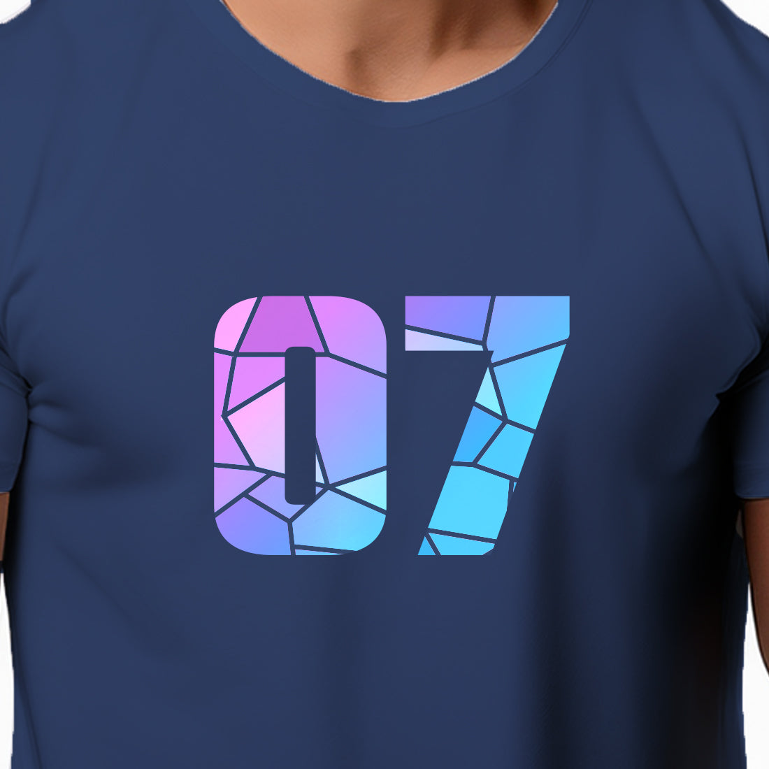 07 Number Men Unisex T-Shirt (Navy Blue)