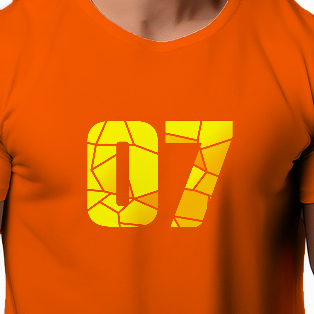 07 Number Men Unisex T-Shirt (Orange)