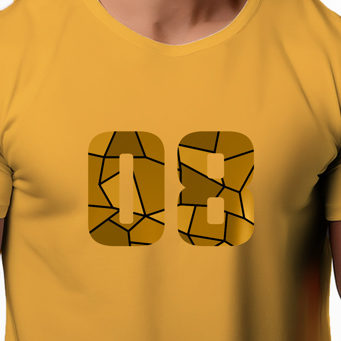 08 Number Men Unisex T-Shirt (Golden Yellow)