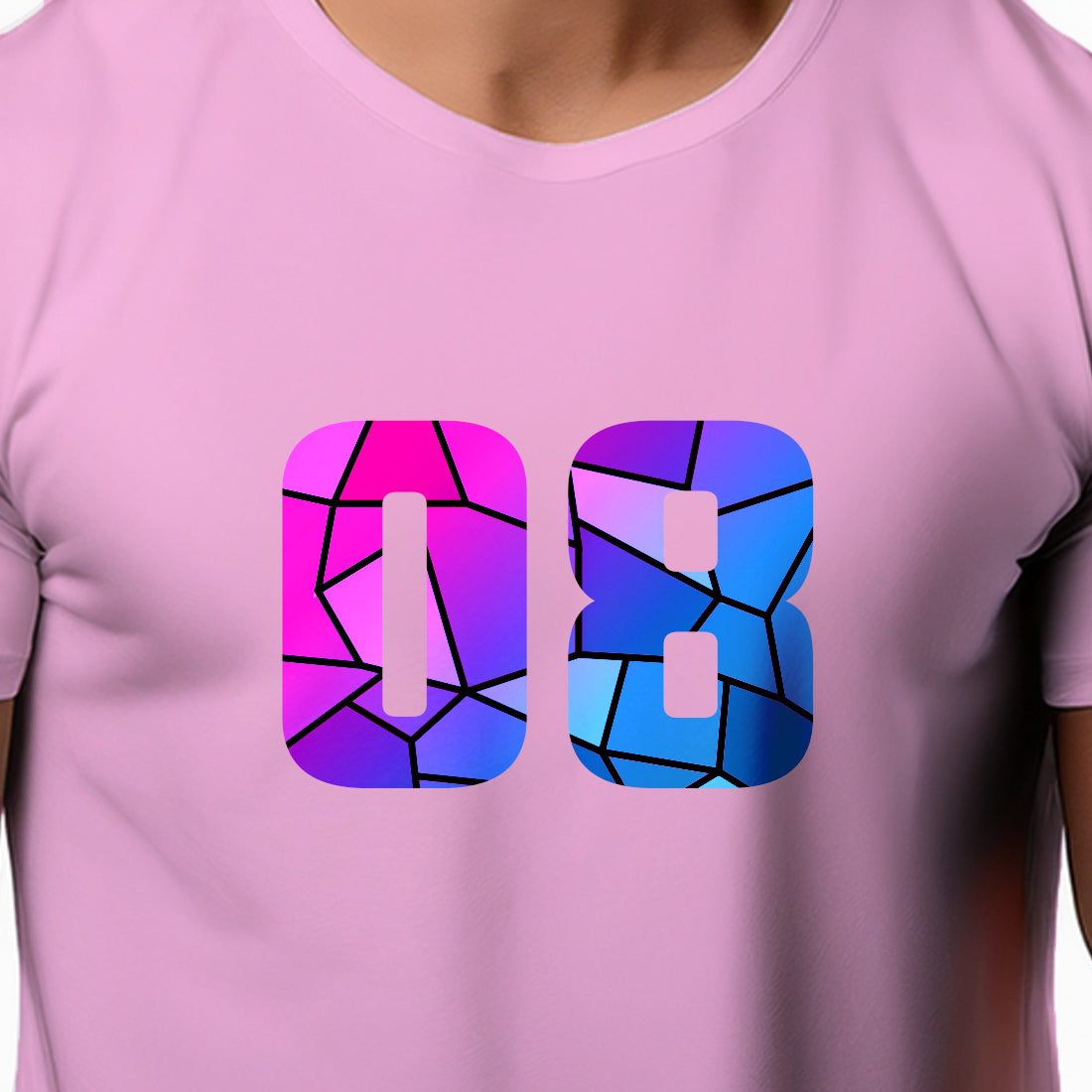 08 Number Men Unisex T-Shirt (Light Pink)