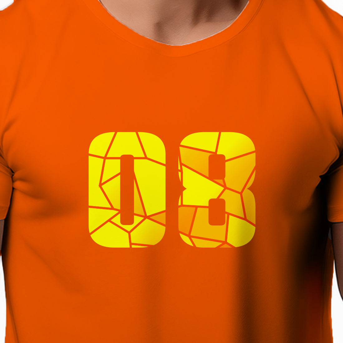 08 Number Men Unisex T-Shirt (Orange)