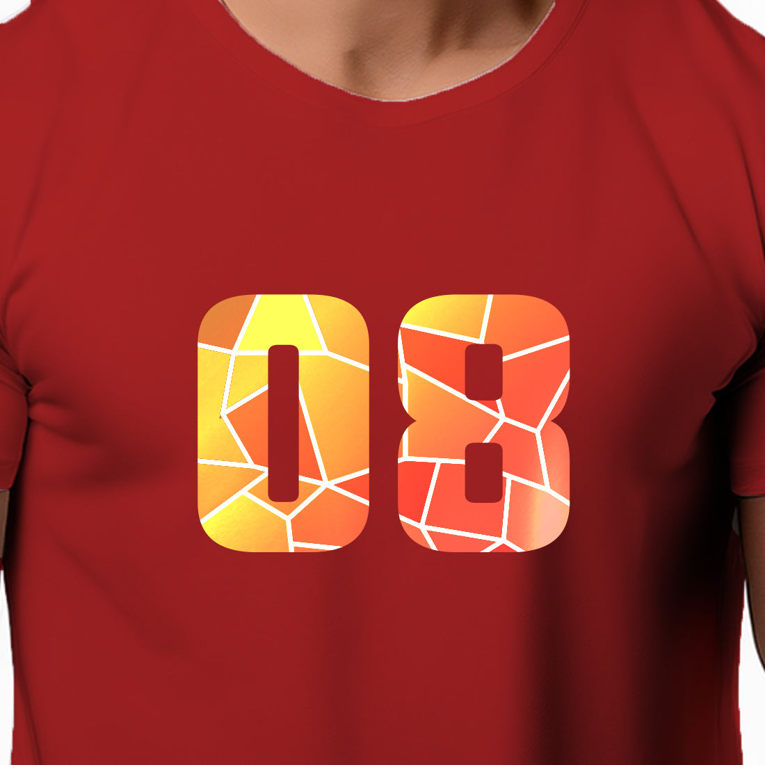 08 Number Men Unisex T-Shirt (Red)