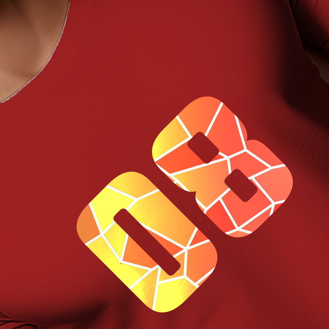 08 Number Men Unisex T-Shirt (Red)