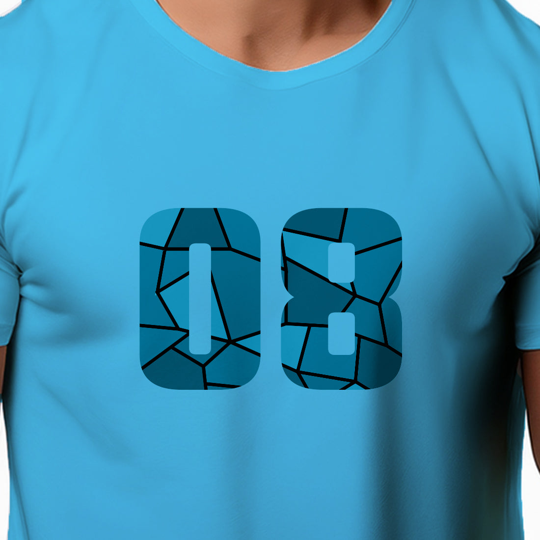 08 Number Men Unisex T-Shirt (Sky Blue)