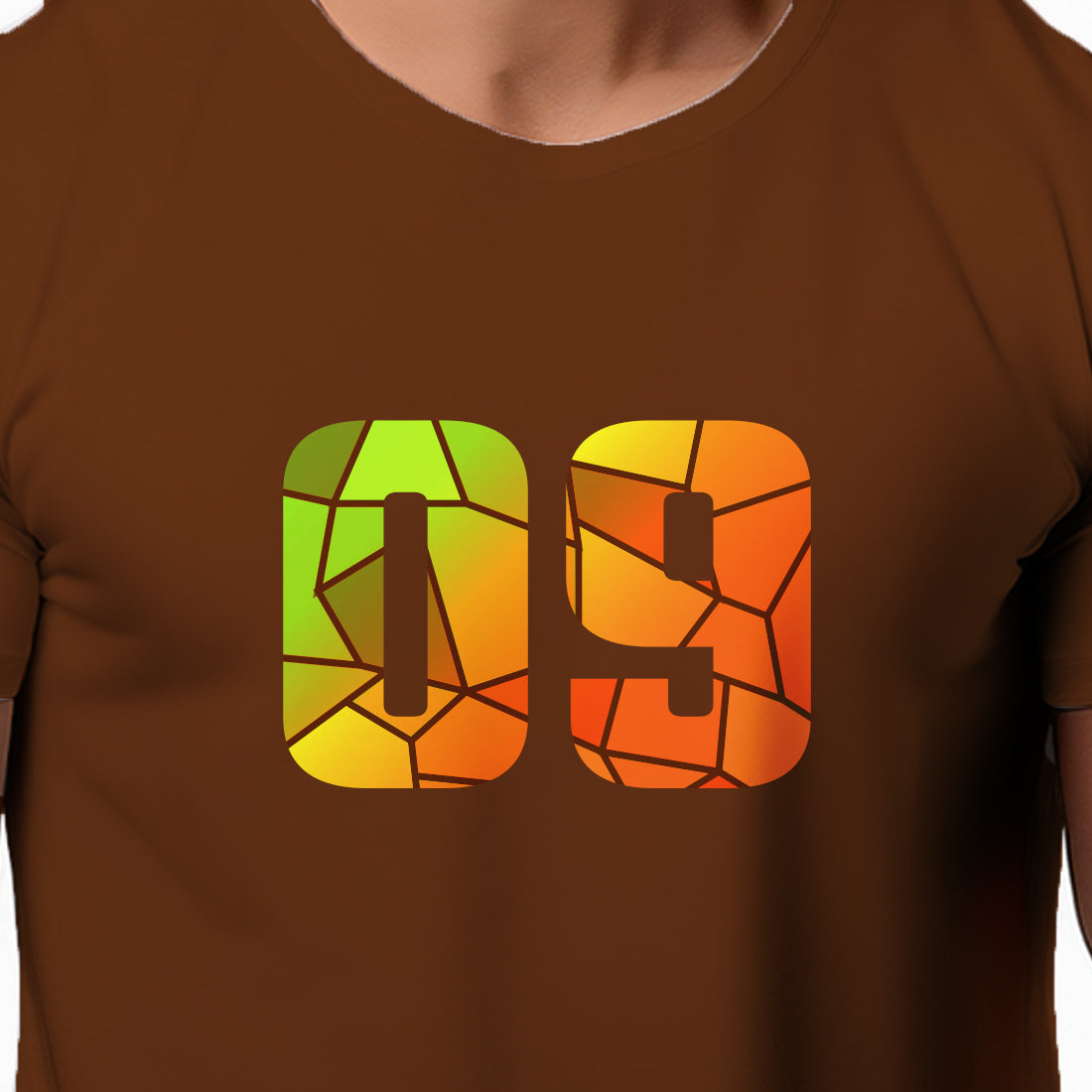 09 Number Men Unisex T-Shirt (Brown)