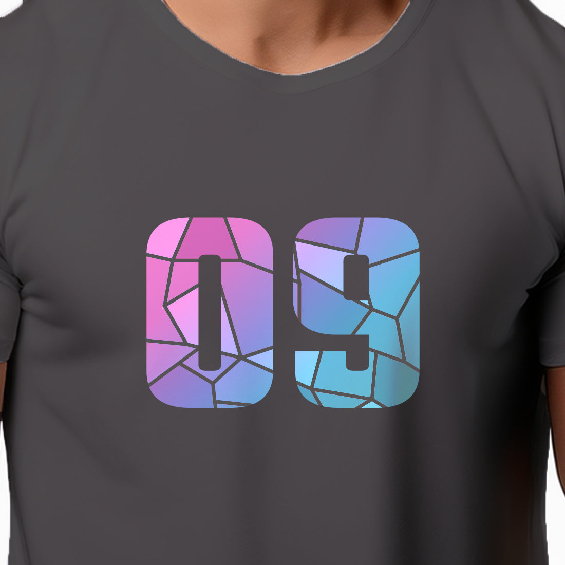 09 Number Men Unisex T-Shirt (Charcoal Grey)