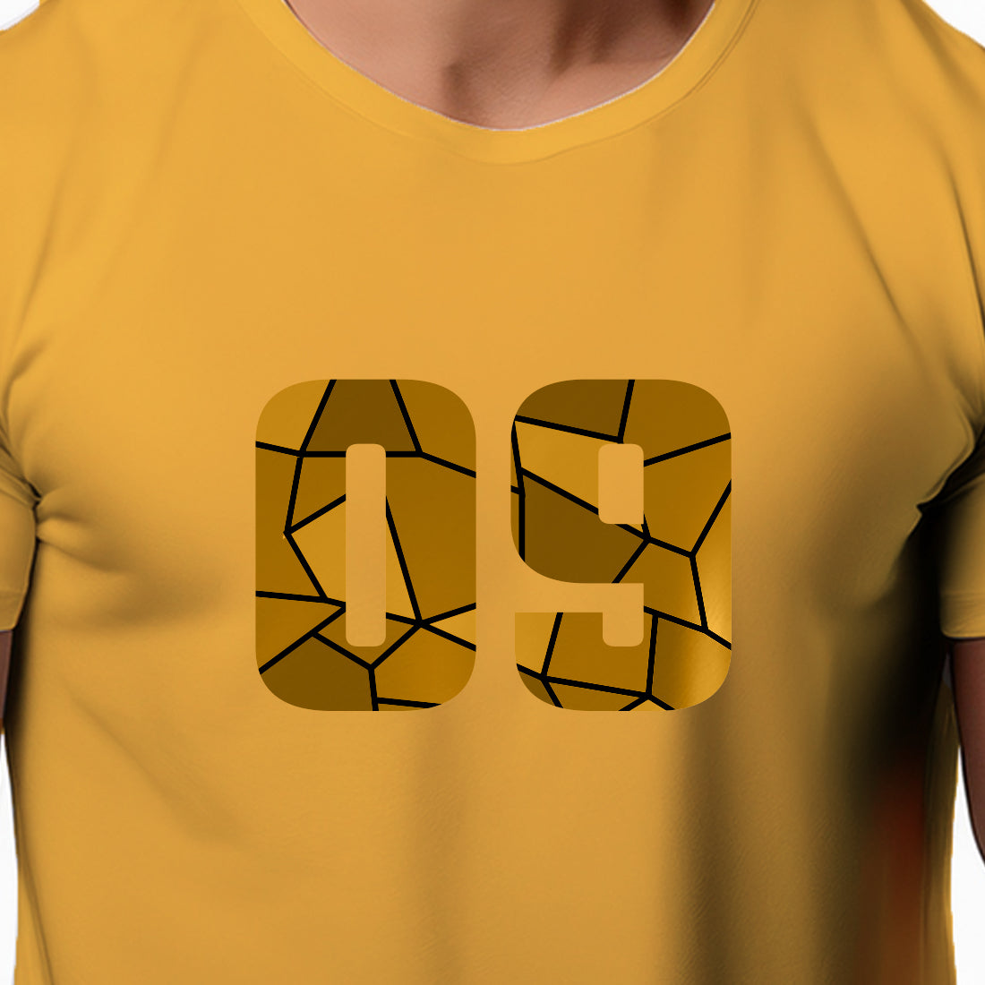 09 Number Men Unisex T-Shirt (Golden Yellow)