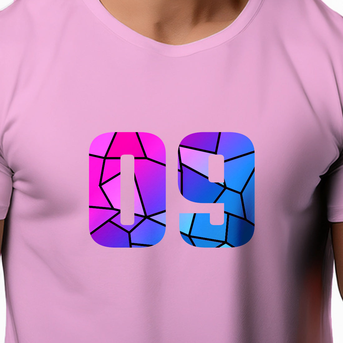 09 Number Men Unisex T-Shirt (Light Pink)