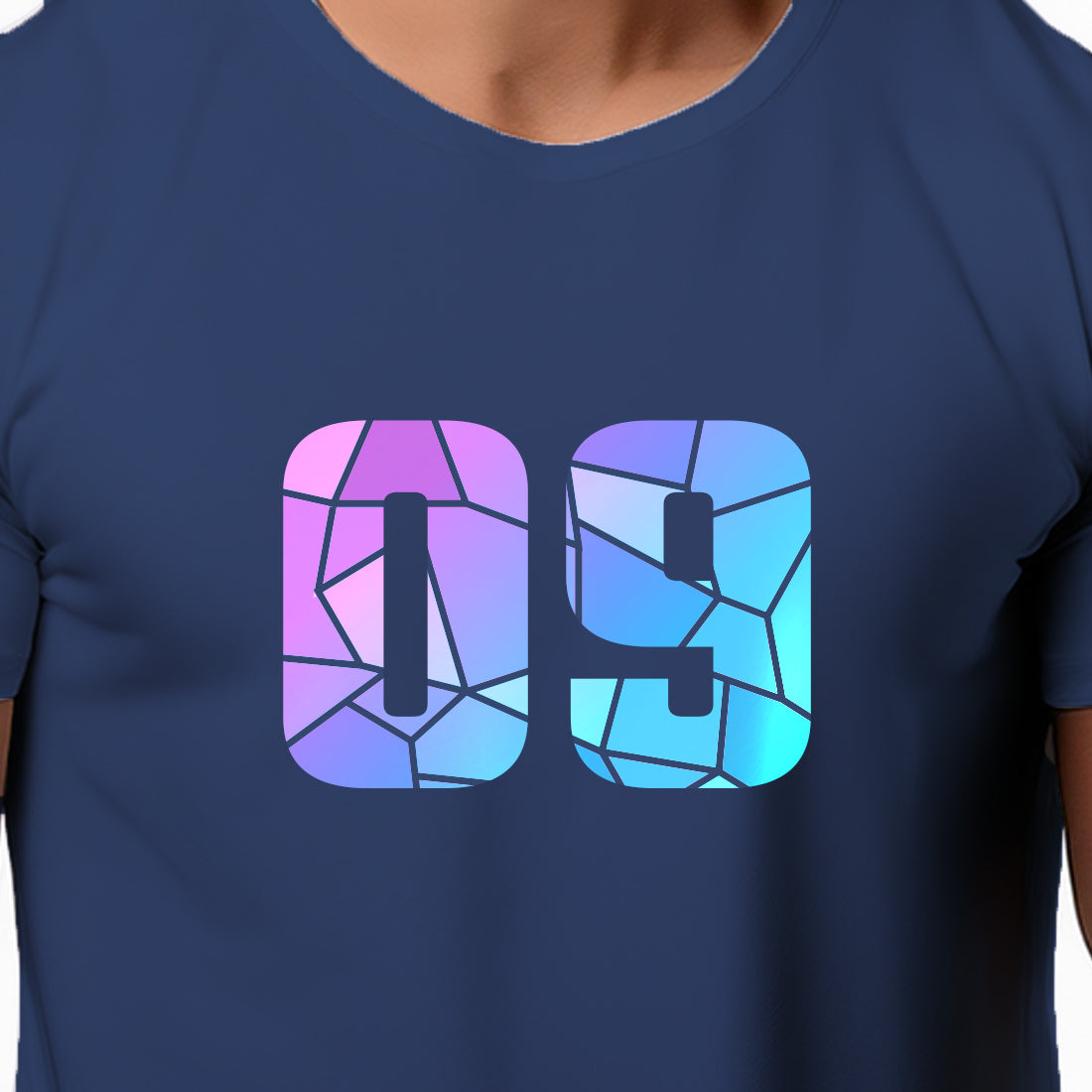 09 Number Men Unisex T-Shirt (Navy Blue)
